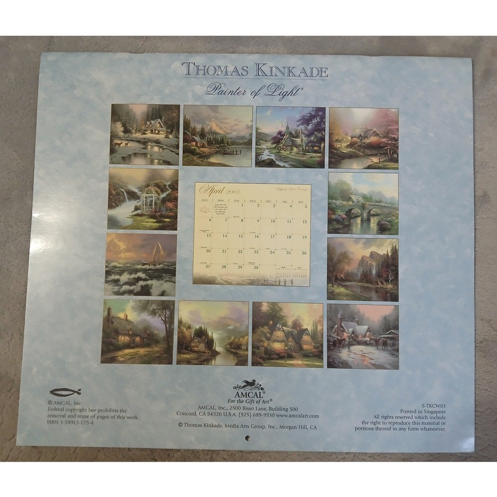 Thomas Kinkade Painter of‎ Light 1999 2003 Wall Calendar Lot Vintage AMCAL Art - Picture 6 of 9